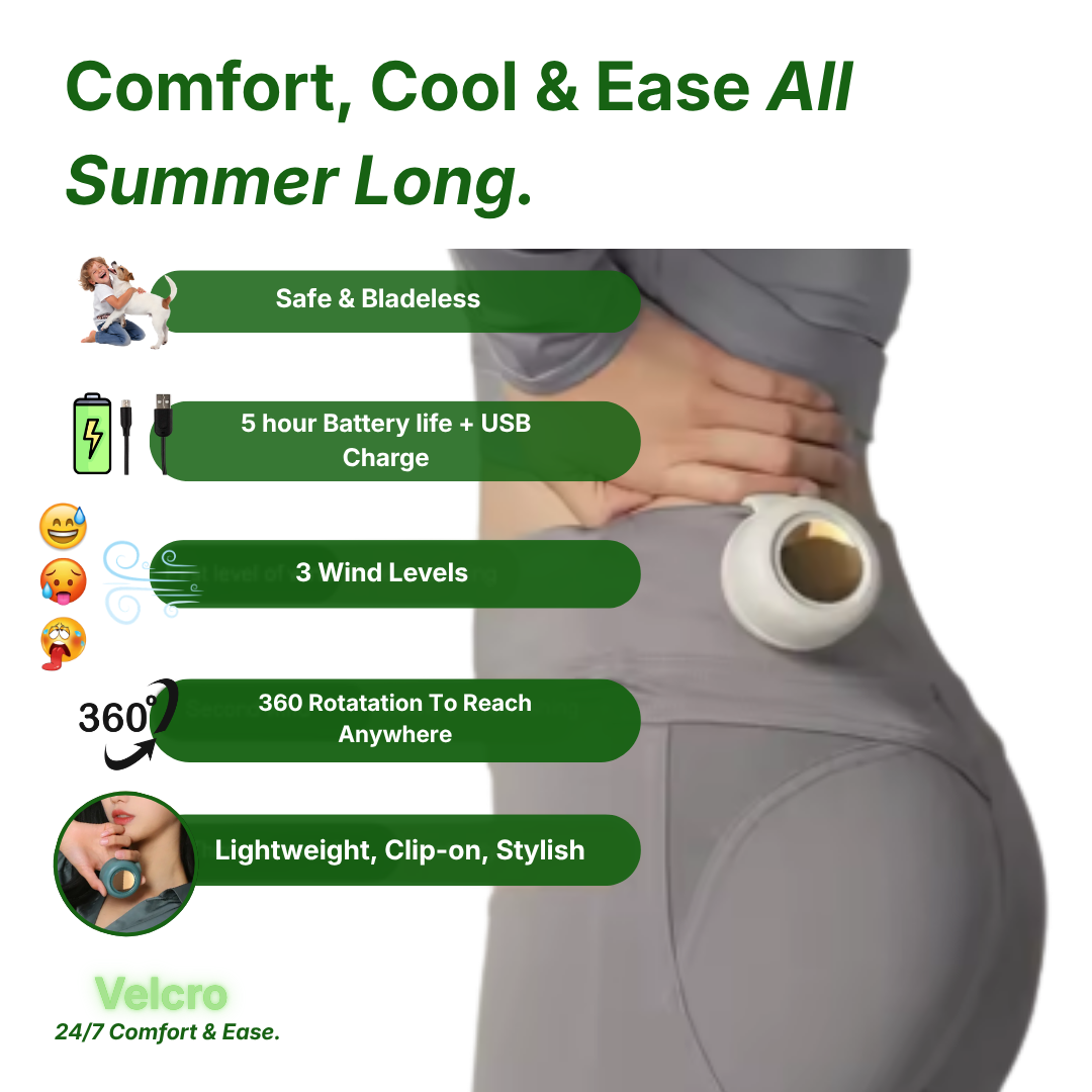 Velcro™ Stylish Instant Go Fan | 24/7 Comfort & Ease